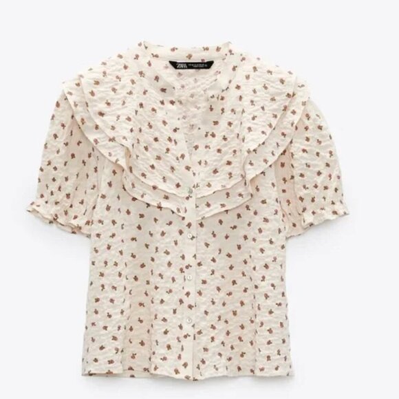Zara Floral Print Ruffled Blouse, Size Small NEW WITH TAG! - Picture 4 of 7